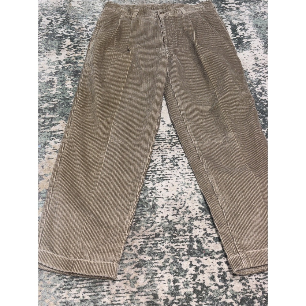 Vintage Bill Blass Corduroy Pants NWT Khaki Tan Wide Wale Mens Pleated 34X30